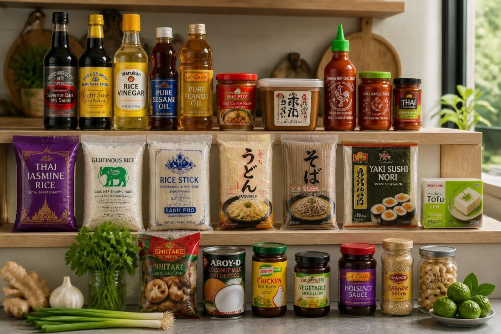 Le garde-manger asiatique : 25 produits essentiels (sauce soja, riz, nouilles…)