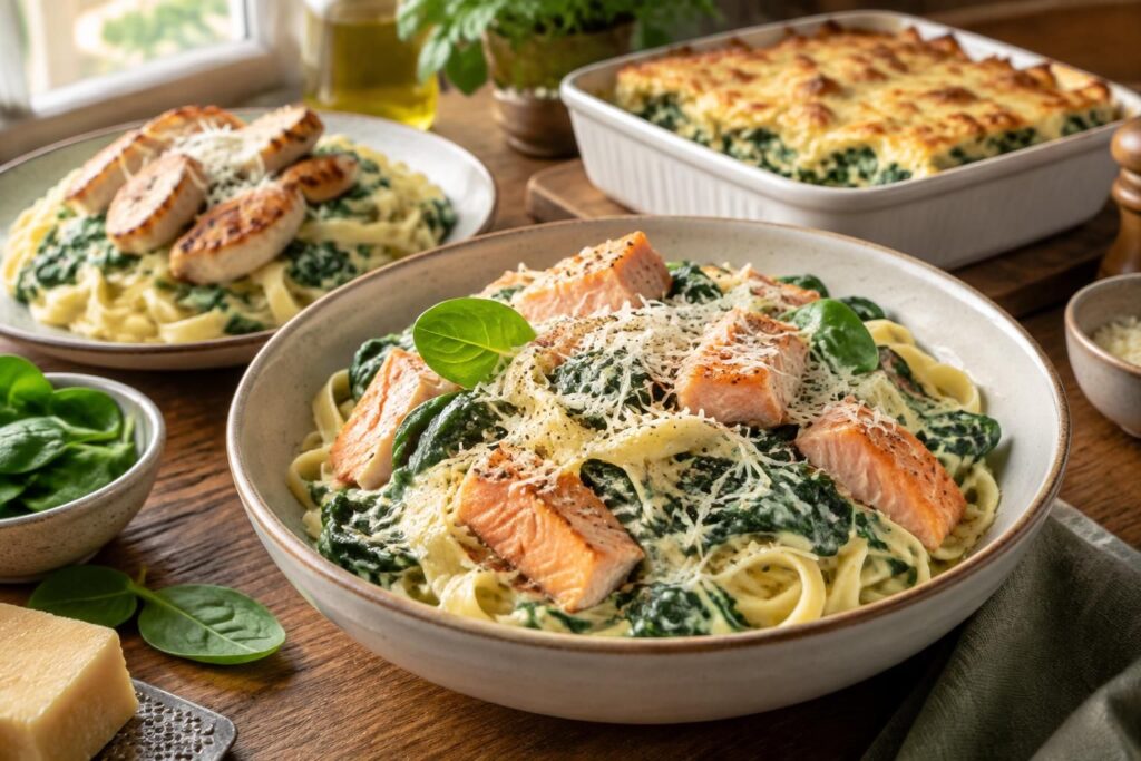 Pâtes épinard ricotta : recettes gourmandes avec saumon, poulet ou gratin