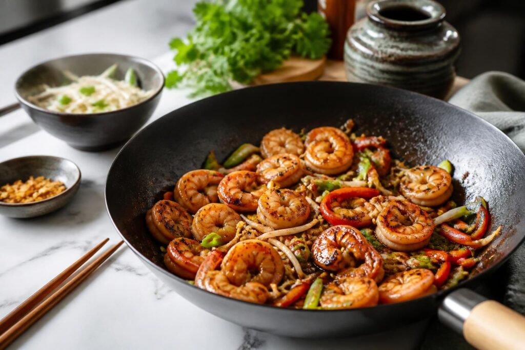 Recette crevette sauté à l’asiatique avec sauce soja et ail